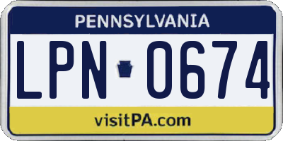 PA license plate LPN0674