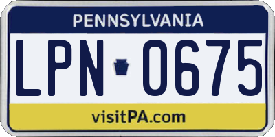 PA license plate LPN0675