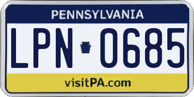 PA license plate LPN0685