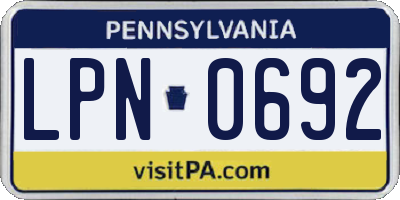 PA license plate LPN0692