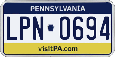 PA license plate LPN0694