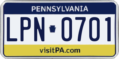 PA license plate LPN0701