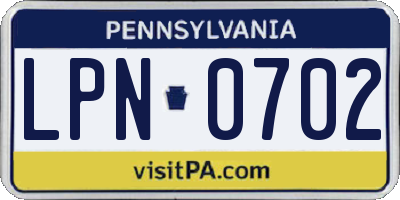 PA license plate LPN0702