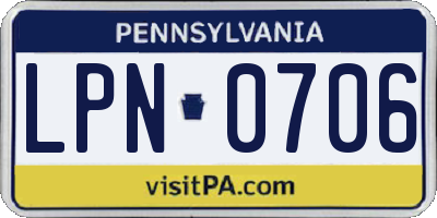 PA license plate LPN0706
