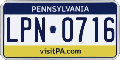 PA license plate LPN0716