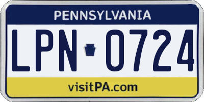 PA license plate LPN0724