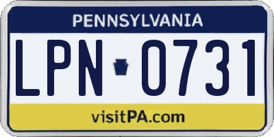 PA license plate LPN0731