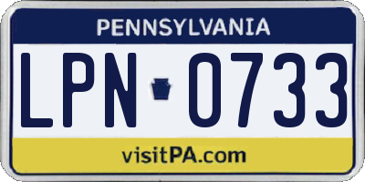 PA license plate LPN0733