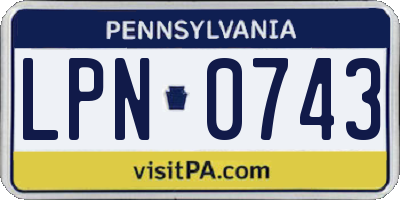 PA license plate LPN0743