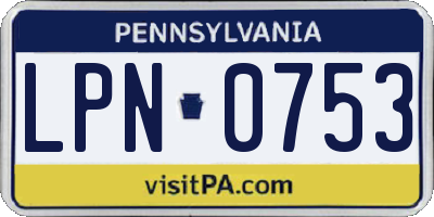 PA license plate LPN0753