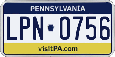 PA license plate LPN0756