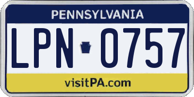 PA license plate LPN0757
