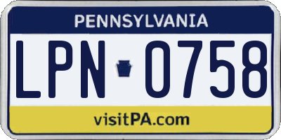 PA license plate LPN0758