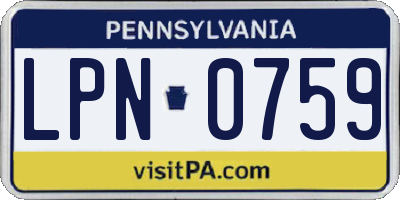 PA license plate LPN0759