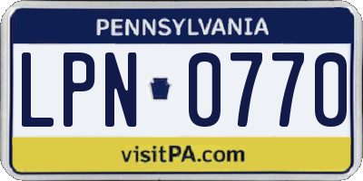 PA license plate LPN0770