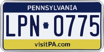 PA license plate LPN0775