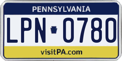 PA license plate LPN0780