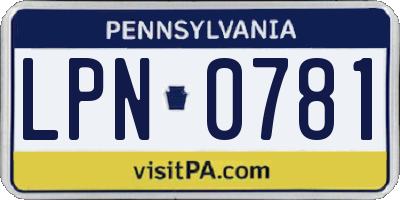 PA license plate LPN0781