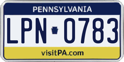 PA license plate LPN0783