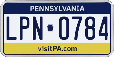 PA license plate LPN0784