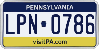 PA license plate LPN0786