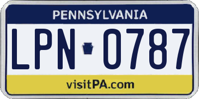 PA license plate LPN0787
