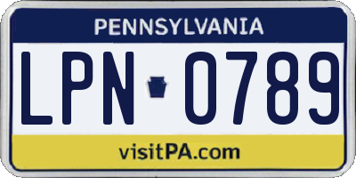 PA license plate LPN0789