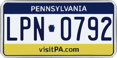 PA license plate LPN0792