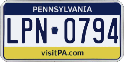 PA license plate LPN0794