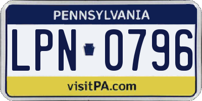 PA license plate LPN0796