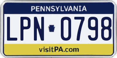 PA license plate LPN0798