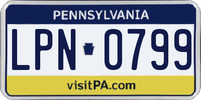 PA license plate LPN0799