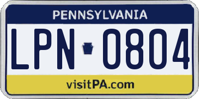 PA license plate LPN0804