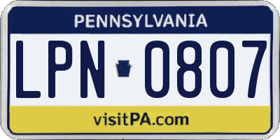 PA license plate LPN0807