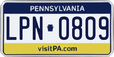 PA license plate LPN0809