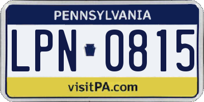 PA license plate LPN0815