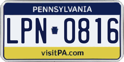 PA license plate LPN0816