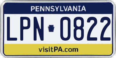 PA license plate LPN0822