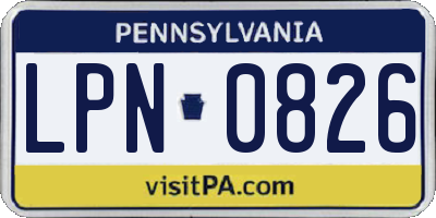PA license plate LPN0826
