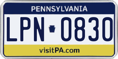 PA license plate LPN0830