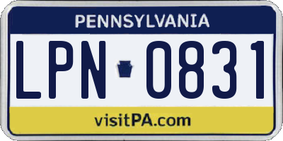 PA license plate LPN0831