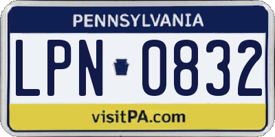 PA license plate LPN0832