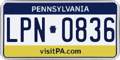 PA license plate LPN0836