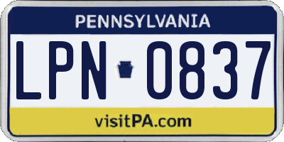 PA license plate LPN0837