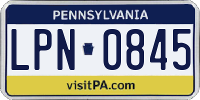 PA license plate LPN0845