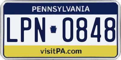 PA license plate LPN0848
