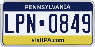 PA license plate LPN0849