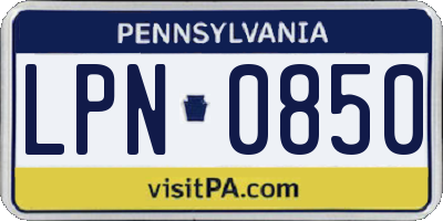 PA license plate LPN0850
