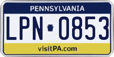 PA license plate LPN0853