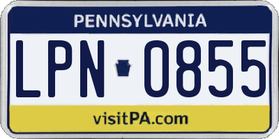 PA license plate LPN0855